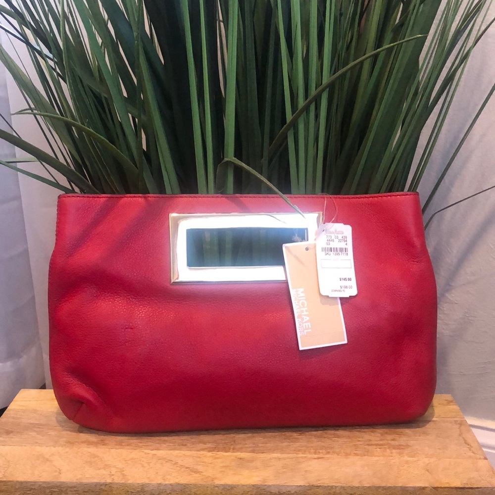 Michael Kors Clutch - Red & Gold Top Handle